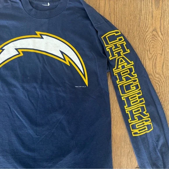 Vintage 1997 San Diego Chargers Long Sleeve NFL Shirt Navy Blue XL Streetwear - Picture 2 of 5